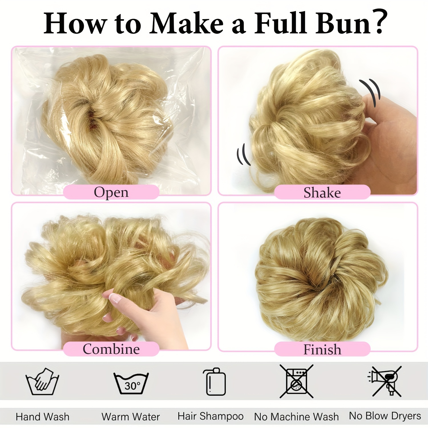 100 Human Hair Bun Large Bun Hair Piece Real Human Hair Temu