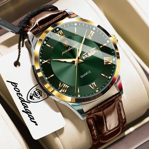 luxury business mens watch with luminous waterproof calendar casual quartz mens wristwatch