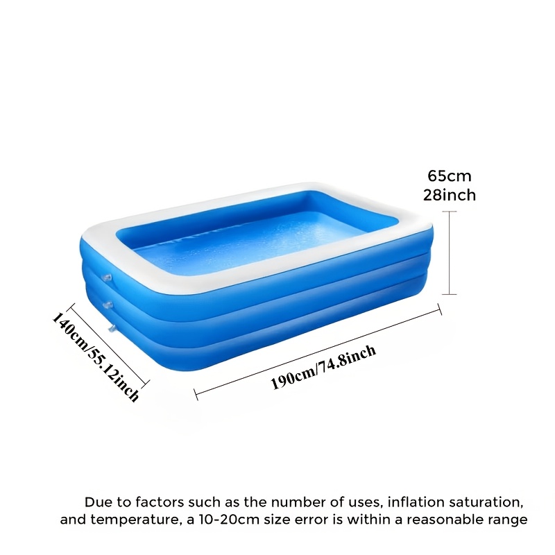 TEMU Super Large Inflatable Pool For Adult 310cm/180cm Spacious Swimming Pool For Family 125 Inches Thicken Pvc Material, Foldable Oversized Blow Up,