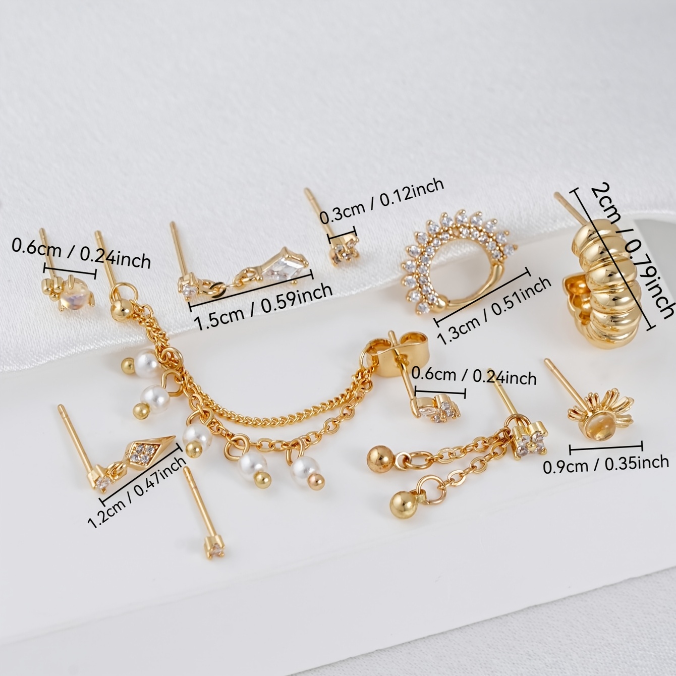10pcs Women's Stackable Earring Stud Set