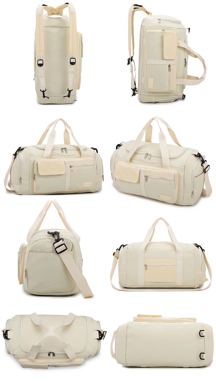 Bolsa de viaje de tres en uno 2025, Bolsa de equipaje, Separación seca y húmeda multifuncional de gran capacidad para viajes cortos, Bolsa de yoga, Puede ser atada a la maleta, Almacenamiento plegable, Compartimiento independiente para zapatos, Mochila transversal