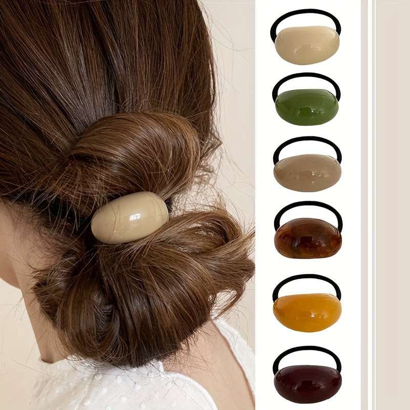 

New 6pcs Mixed Color Set French Simple Elegant High Elastic Hair Rope Hair Accessories Women's Ponytail Bun Round Bun Head Rope Rubber Band Headwear