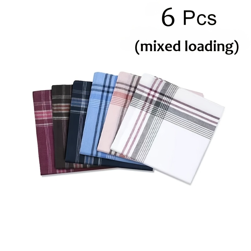 TEMU 6pcs High-quality Men's Striped Handkerchiefs, Pocket Etiquette Bibs (showcasing Men's Elegant Style) - Wedding Party Business Casual