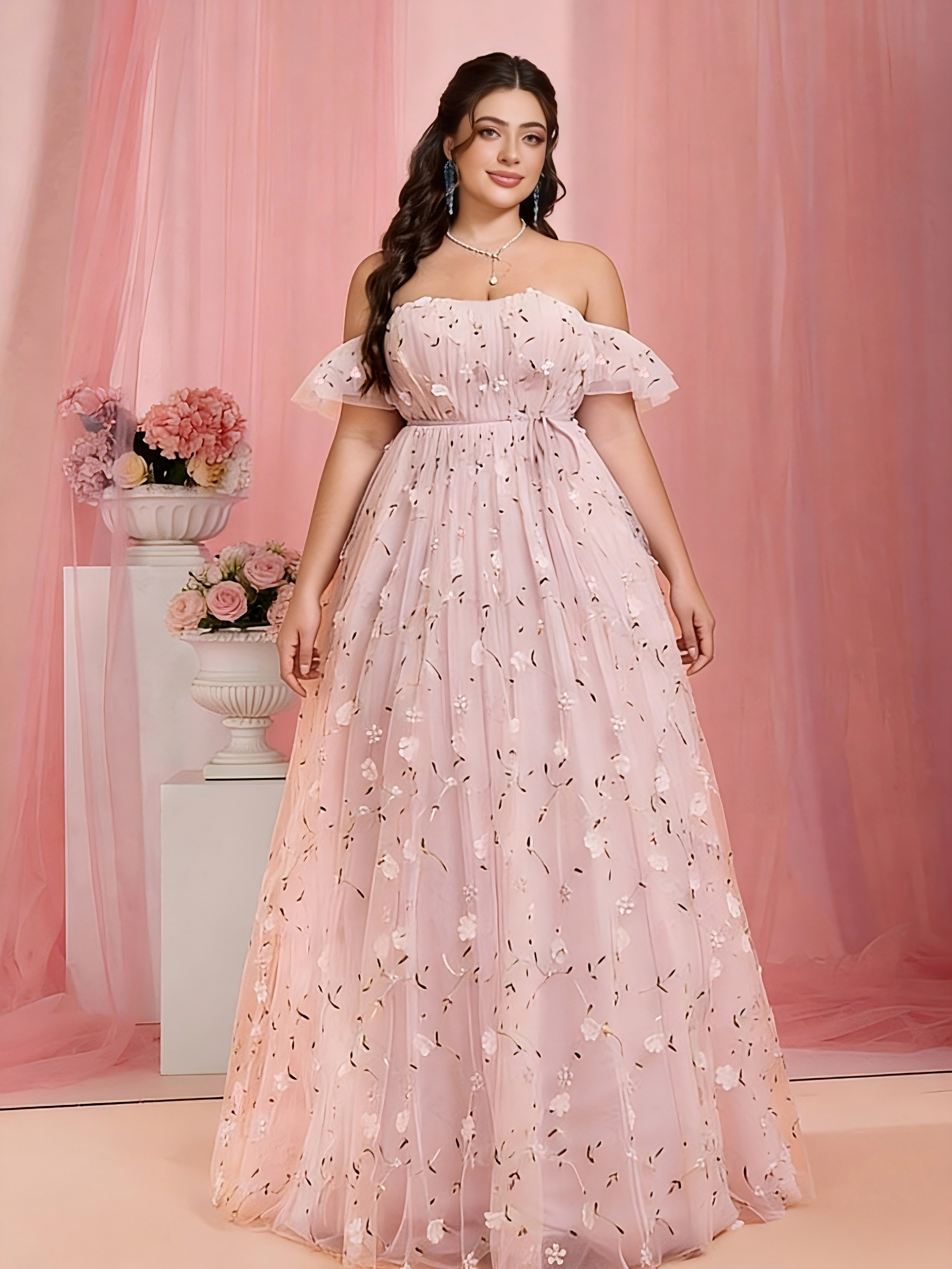 green emerald velvet dress Sydneys Closet SC7420 Velvet Sequins Plus Sized Formal Dress Strapless Sweetheart Neckline Basque Waistline 22 / Cotton Candy main image 0