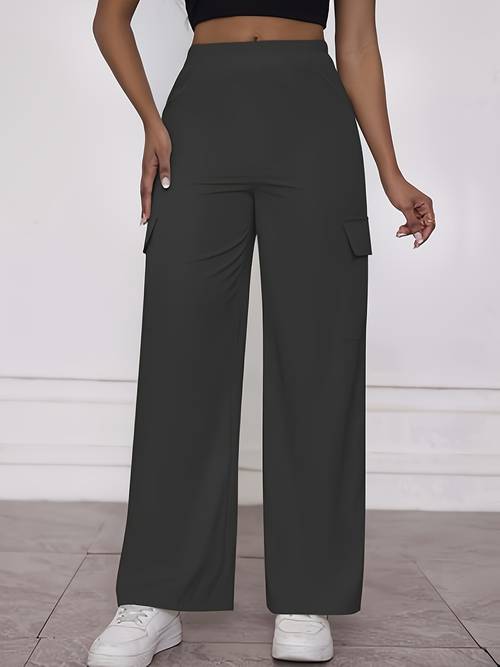 Women'S Wide-Leg Cargo Pants with Decorative Pockets, Perfect for Commuting, Made from Comfortable Fabric That Elongates The Legs And Is Easy to Match