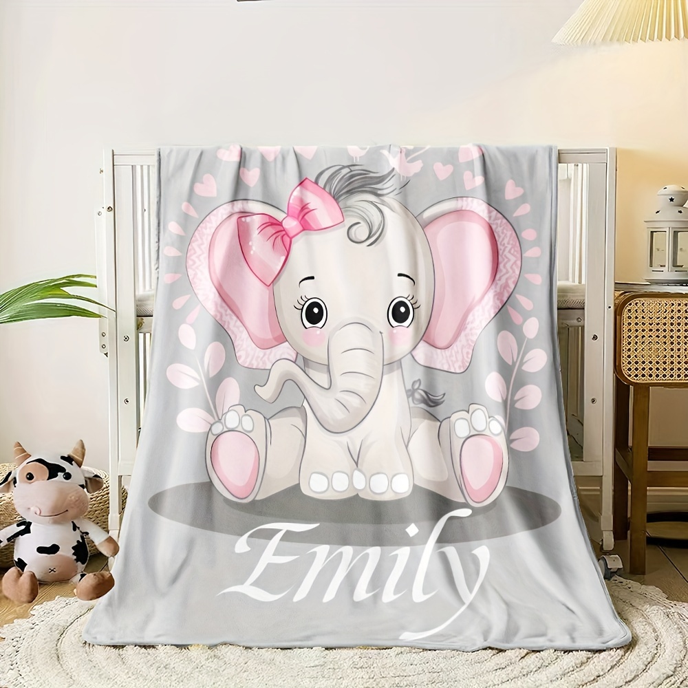 Custom Creative Elephant Blanket with Personalized Name