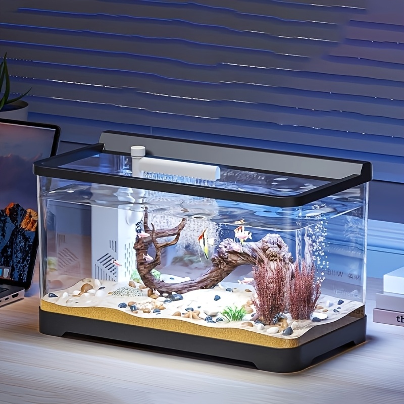 

1pc Modern Transparent Rectangular Aquarium Fish , Abs Plastic, Ideal For Living Room, Balcony, Home Decor, Small To Medium Desk , Gift, Aquarium, Jellyfish, Educational Use - No Electricity Required