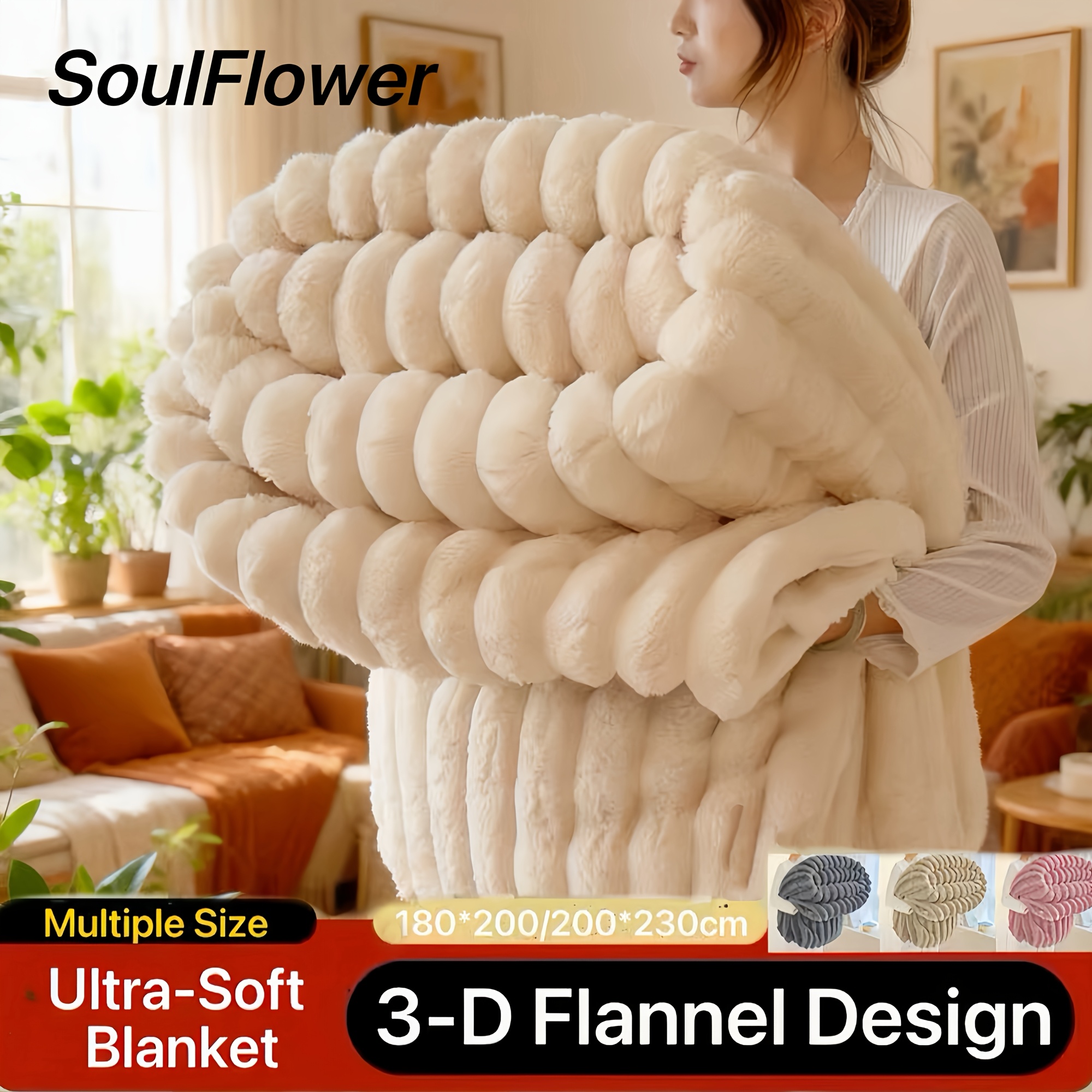 3d ultra soft double sided flannel blanket with rabbit like   friendly and warm for   suitable for home   conditioned rooms and camping   ideal festival gift