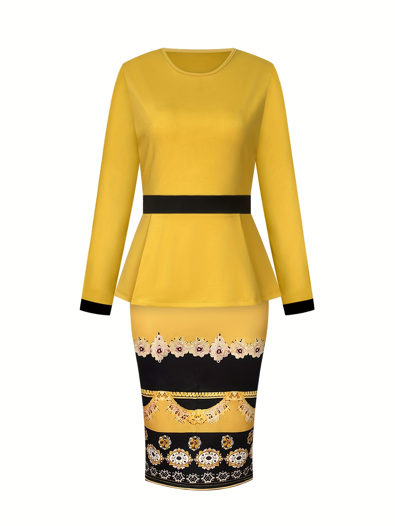 completo gonna a fiori elegante top peplo a Temu Italy