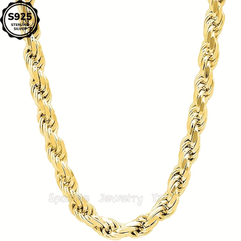 925 Sterling Silver 5mmtwisted Rope Chain Necklace (including Silvery 20g), Cut, , , Gifts For Wife, Family, , Birthday Necklace, Gift, Halloween Thanksgiving Christmas, Gift Box