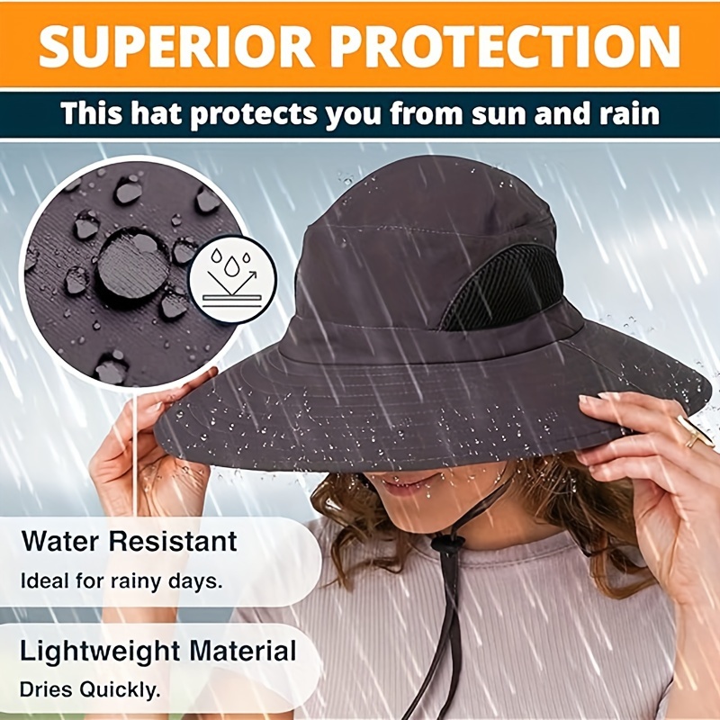 Wide Brim Boonie Hat Waterproof Breathable Sun Hat Solid - Temu