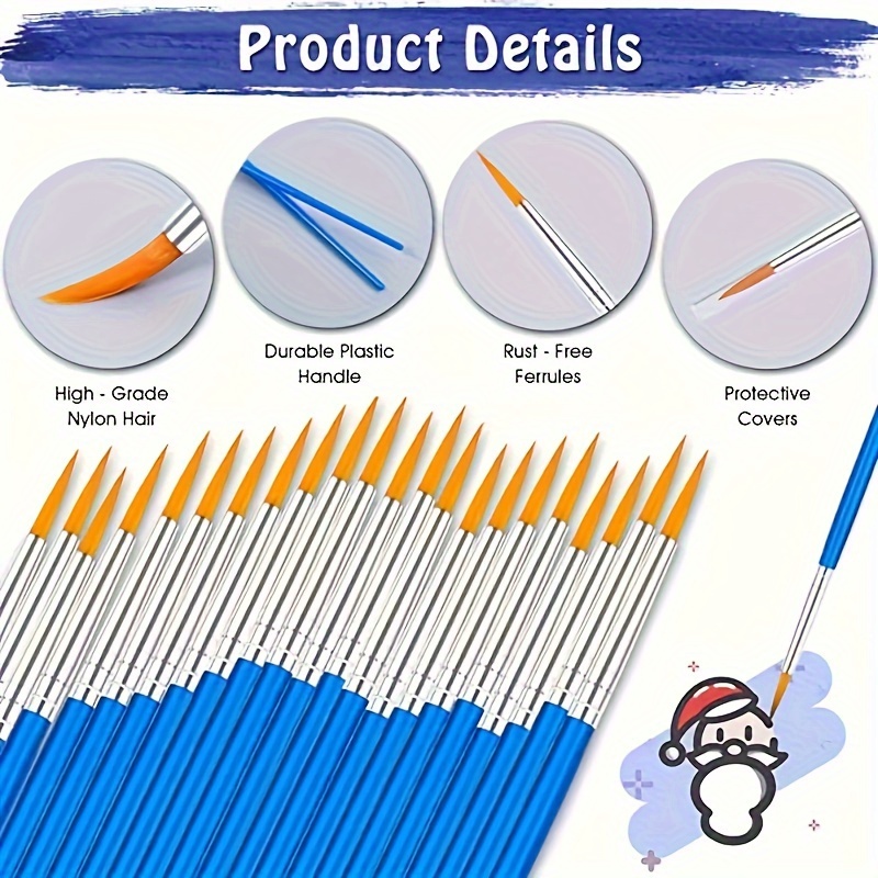 20 Pack of Professional Synthetic Brushes for Oil, Acrylic, and Watercolor Painting - High-Quality Wooden Handles, Suitable for Fine Art and Crafts
