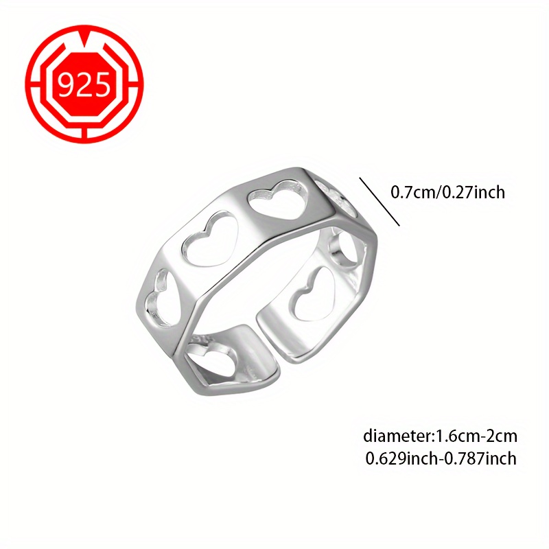 925 Silver Hollow Love Ring for Women