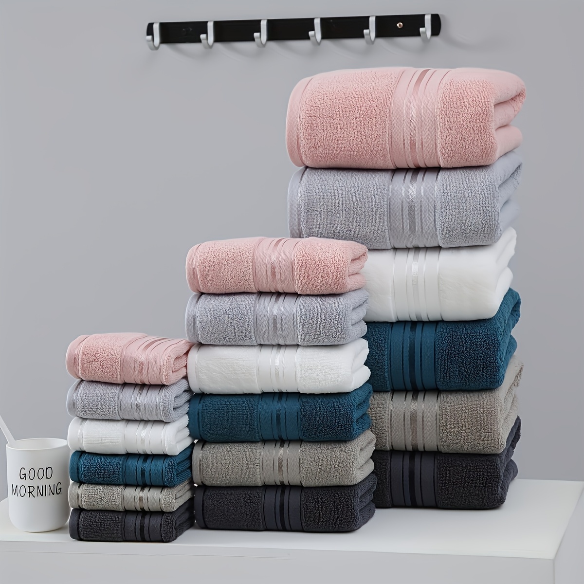 Luxury 8pcs Bath Towel Set, 100% Cotton Premium Hotel Quality, Includes 2 Bath Towels, 2 Bath Towels, 4 Washcloths, Soft Absorbent Spa Towel Collection, Ideal for Bathroom, Hotel, SPA