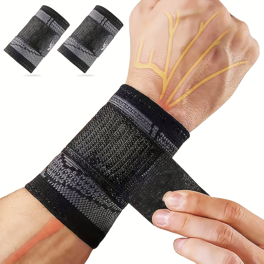 Image of 2pcs Adjustable Compression Wrist Support, Breathable Knit Support Sleeve For Sports, Fitness, And Typing, Soft Nylon Slip-on Wrist Wrap