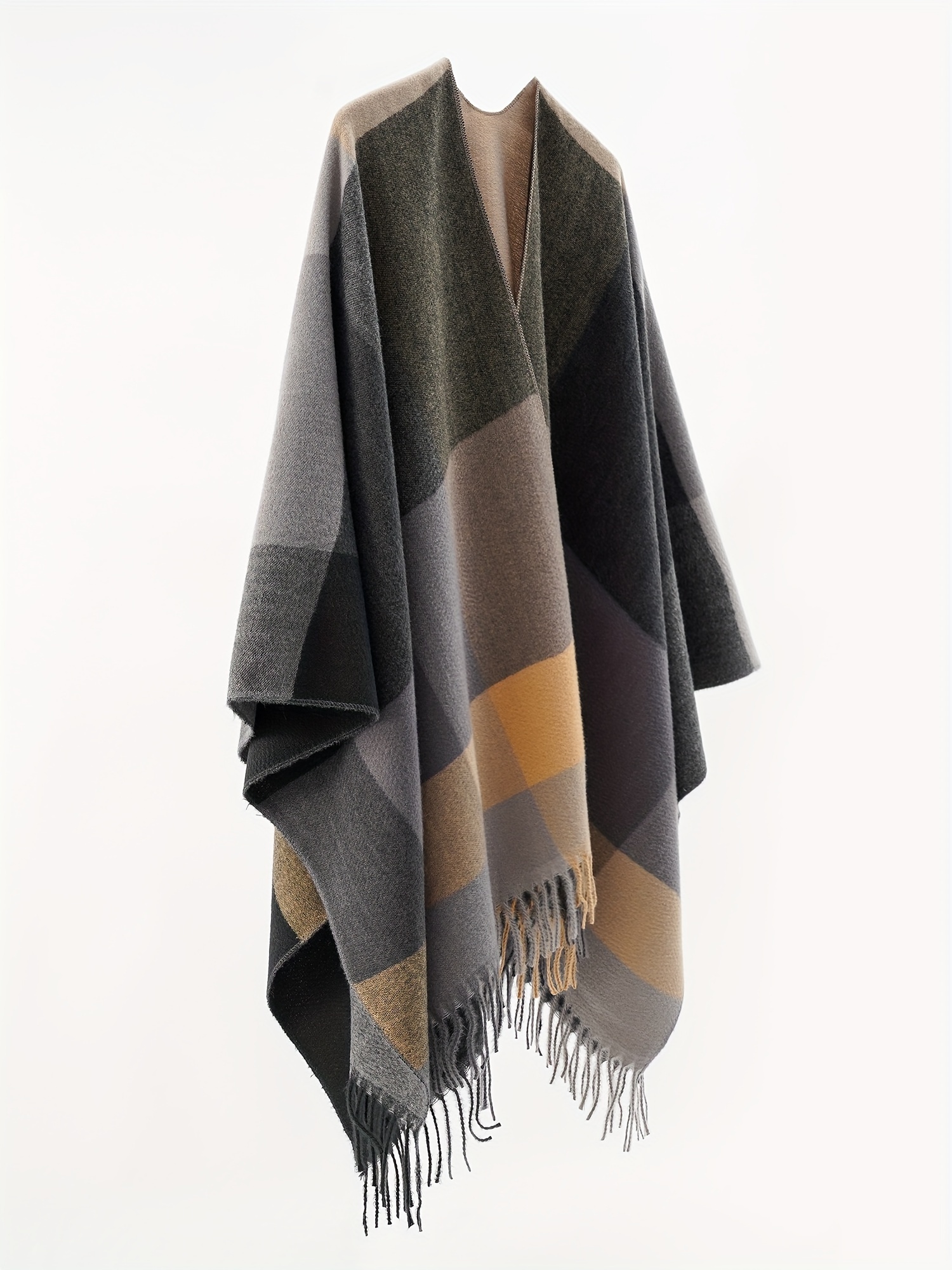 Plus Size, Women's Oversized Front-Open Cardigan Shawl, Casual Cape Sweater for Autumn and Winter Evening Wear