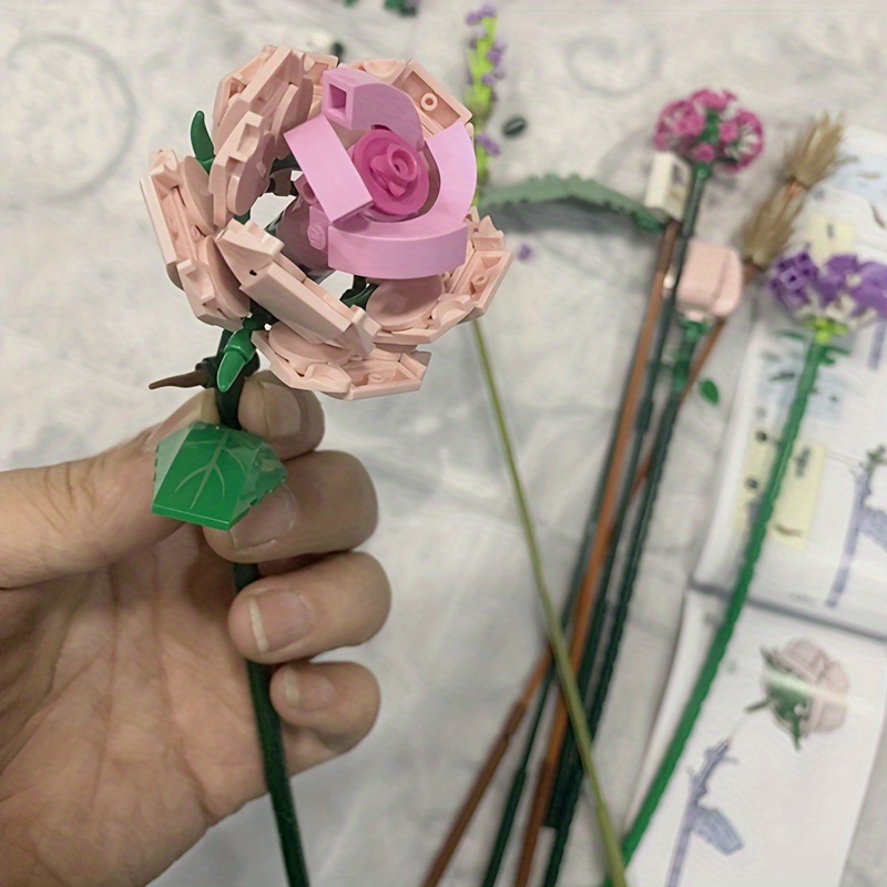 Compatible with LEGO Assembled decorative ornaments, pink rose bouquet  toys, gifts for girlfriends, toy models gift