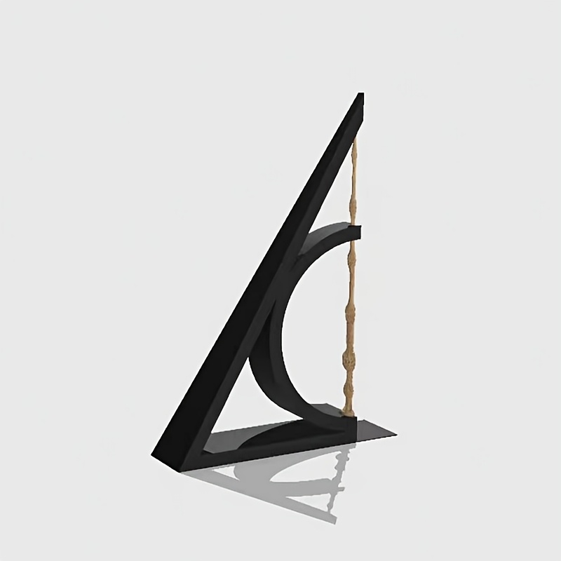 Wb- Harry Potter Creative Bookend, Deathly Hallows Design, Stylish Desktop Decoration And Storage Rack, Suitable For Office Or Home, 3d Printed Material, Black Bookshelf/desktop Organizer