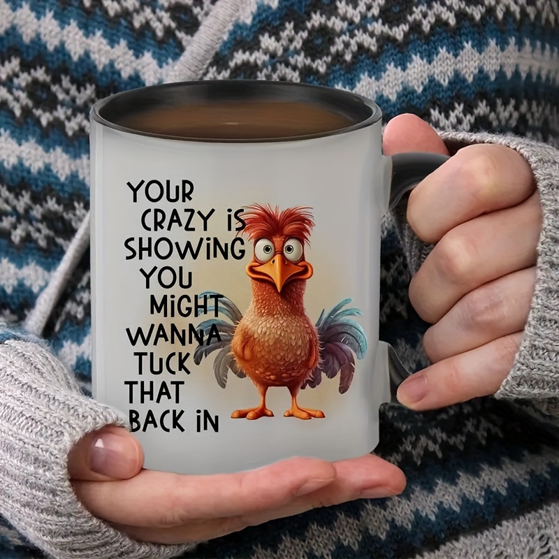 

1 11.1 Oz 330ml Cute Chicken Pattern Ceramic Cup, Creative Cartoon Coffee Cup With Gift Box, Suitable For Outdoor Camping, Picnicking, Travel Wide Mouth Cup