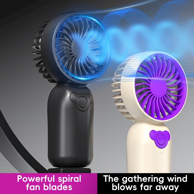 1pc Portable Mini Fan with 500mAh Rechargeable Lithium Battery, 3-Speed USB Charging, and Hanging Lanyard - Compact Handheld Design for On-the-Go Cooling - Black & White Options, Summer Essential | Sleek Handheld Fan | Lightweight Fan