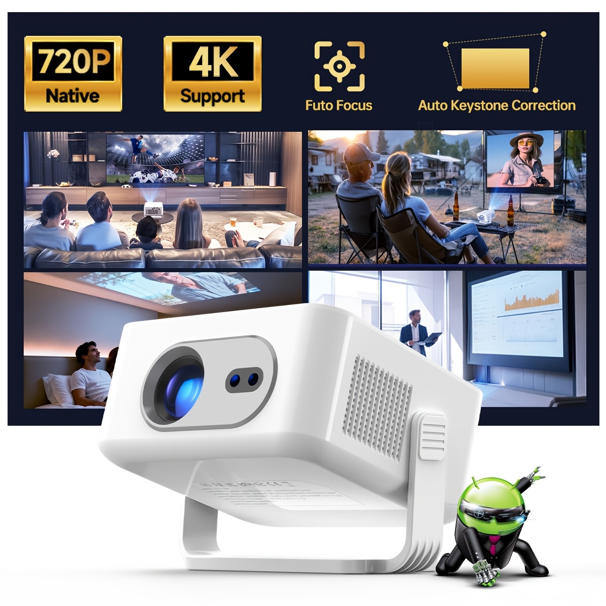 Magcubic 2026 Hy300max 14 Projector With Native 720p Support 4k 450ansi Auto Keystone Correction Dual Wifi6 Bt5.2 Built-in Speaker H726 Processor For Home Theater