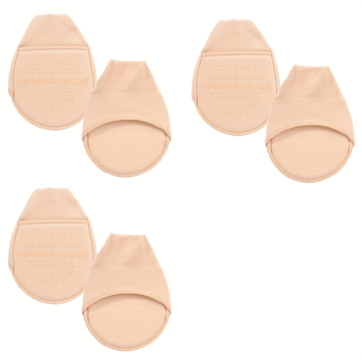 3-pair Invisible Shoe Insoles, Sandal Socks, Forefoot Pads, Toe Protectors, Anti-chafing Toe Covers