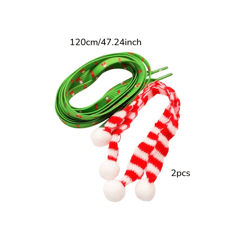 TEMU 1 Stück 120 cm Weihnachtsgreene Schnürsenkel, 2 Stück Rote Weihnachts-Süße Gestreifte Quasten Dekorationen, Geeignet für Frauen und Mädchen,
