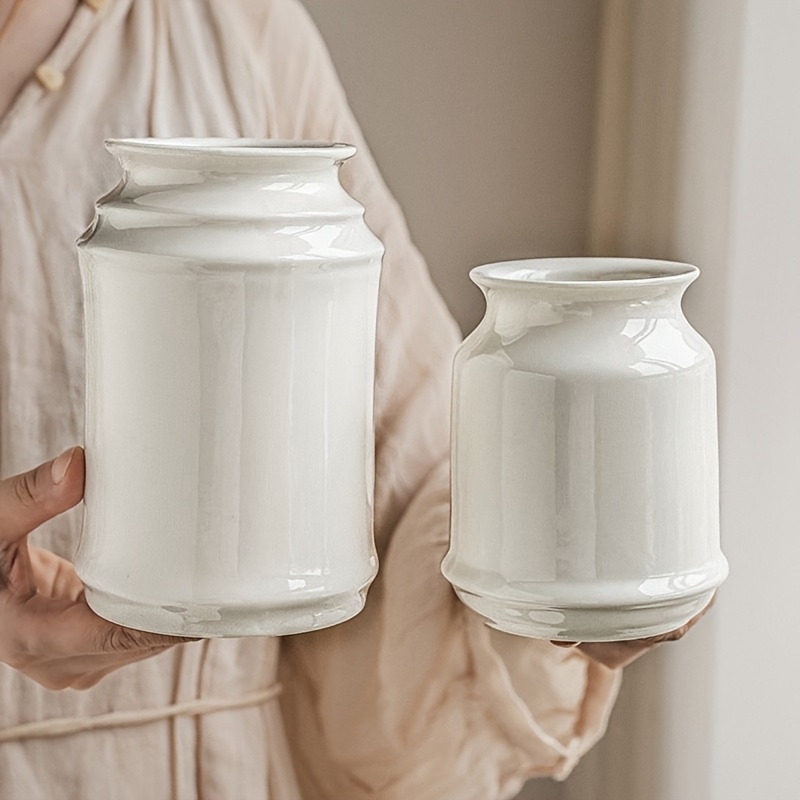2pcs Ceramic Rustic Farmhouse Vase, Home Decor, Ideal Shelf Decoration, Living Room Bedroom Kitchen Table Decoration