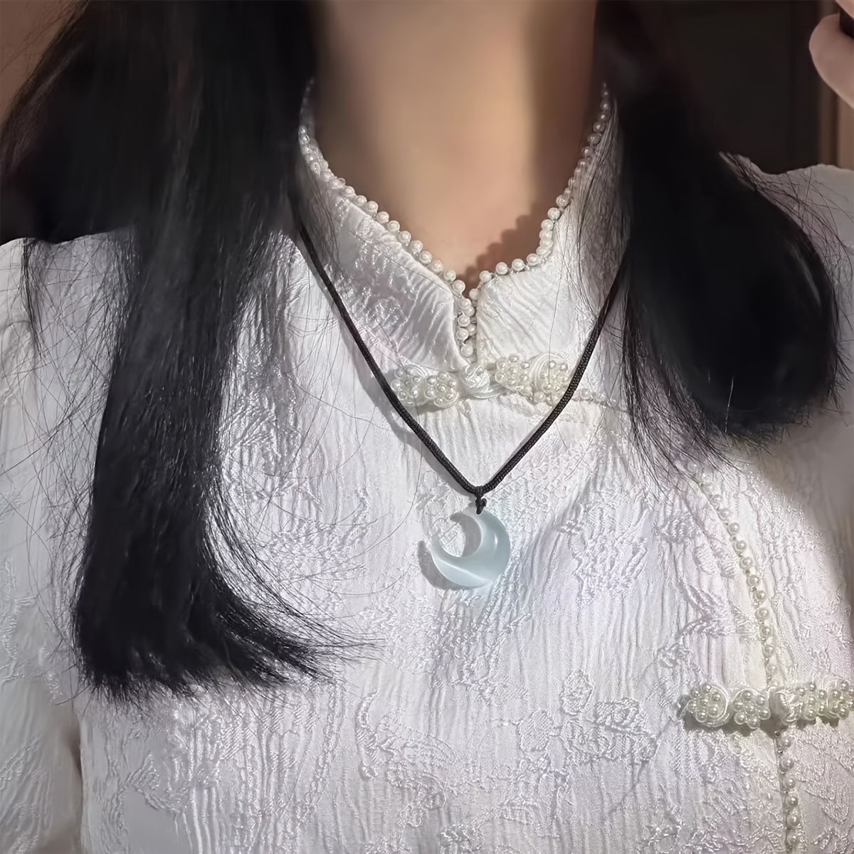 Fairy Moon Necklace Pendant Collarbone Chain Gift for Couple
