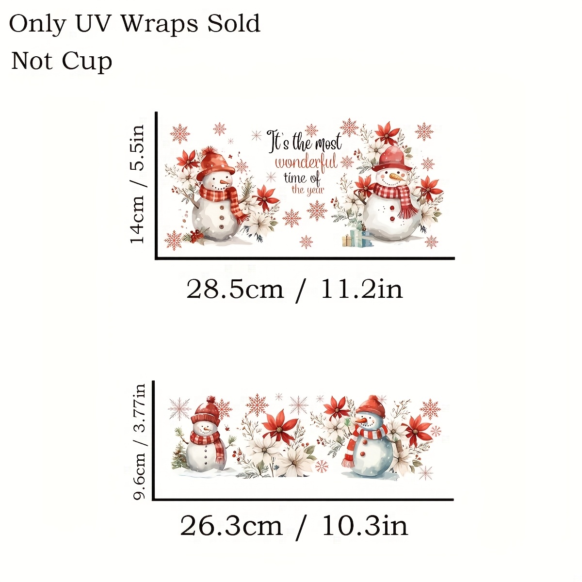 TEMU 2pcs Christmas Cup Wraps Uv Dtf Transfer Paper With , Red Poinsettias Printing Self-adhesive Transfer Paper For 40oz Tumbler, Cups, Bottles,