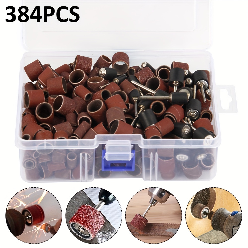 384pcs stainless steel mounted points set with aluminum oxide grit rotary tool sanding drum   kit for grinding and polishing 1