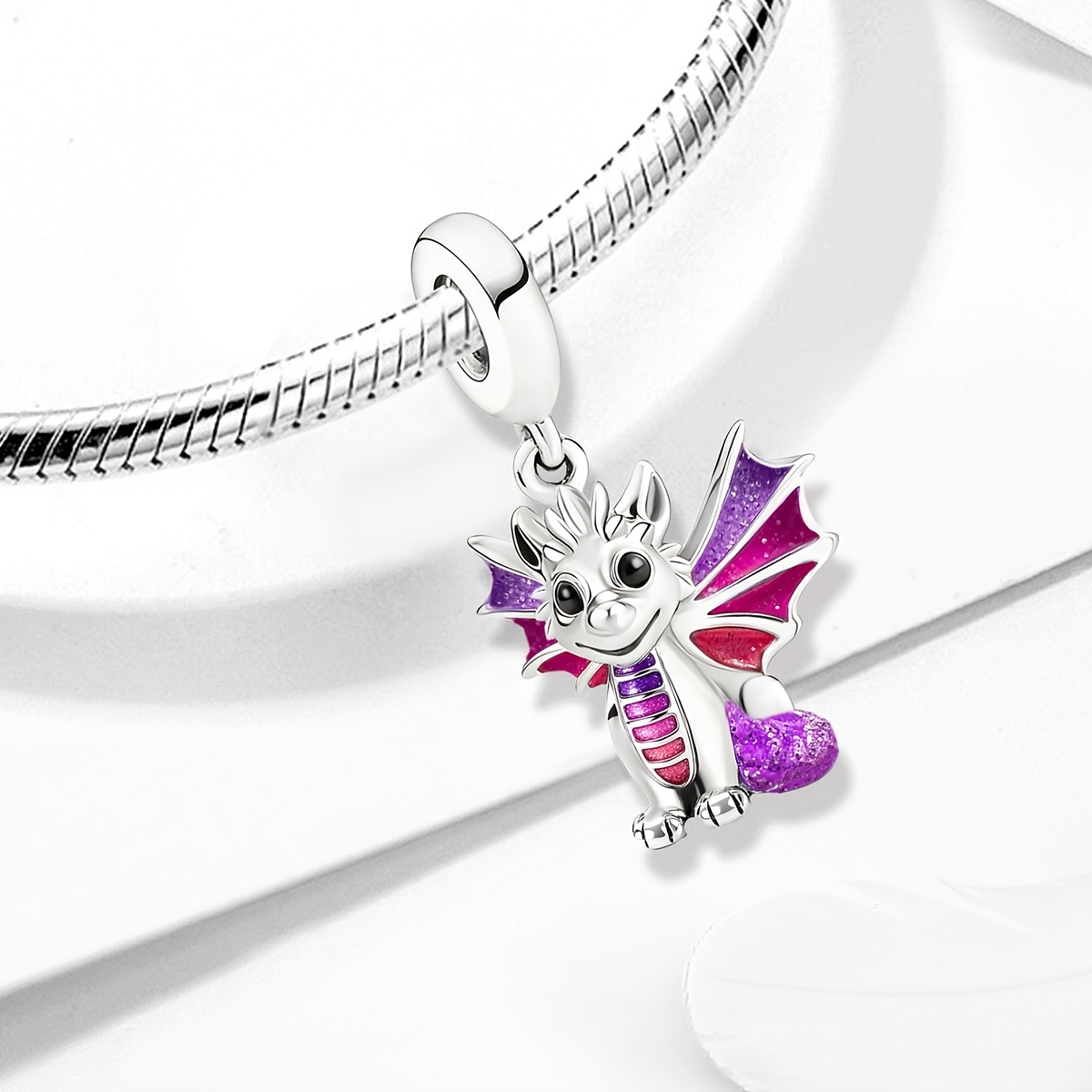 Women's 925 Silver Plated Luminous Flying Dragon Charm Bracelet