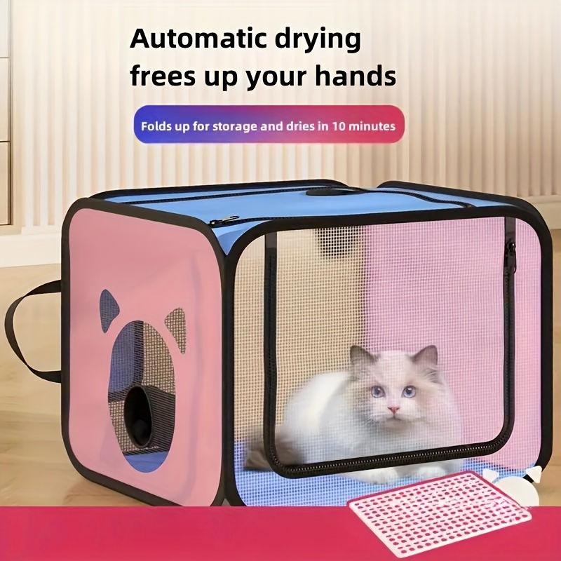 

Portable Foldable Cat Drying Cage, Waterproof And Anti-flying Hair, Suitable For Cats/dogs, Dryer Not Included