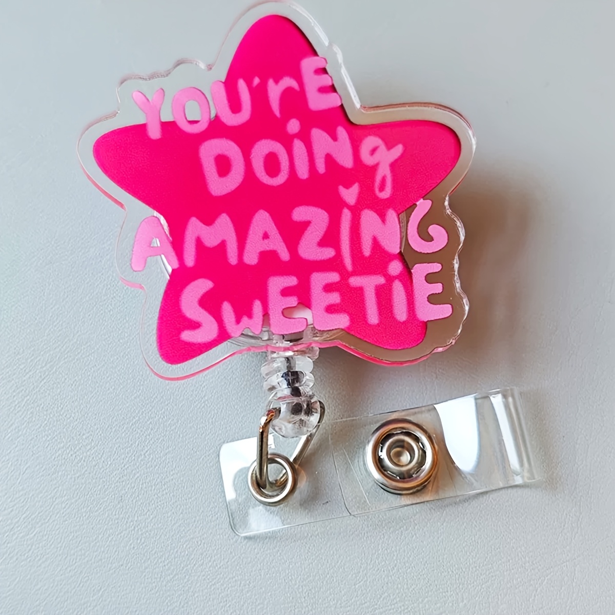 [2d Flat] 1pc Retractable Badge Scroll Holder "you' Re Doing Amazing "acrylic - Ideal For Nurses, Workers, Doctors, Nurse Badge Holder | Badge Design | Durable Badge Holder, 2d Flat