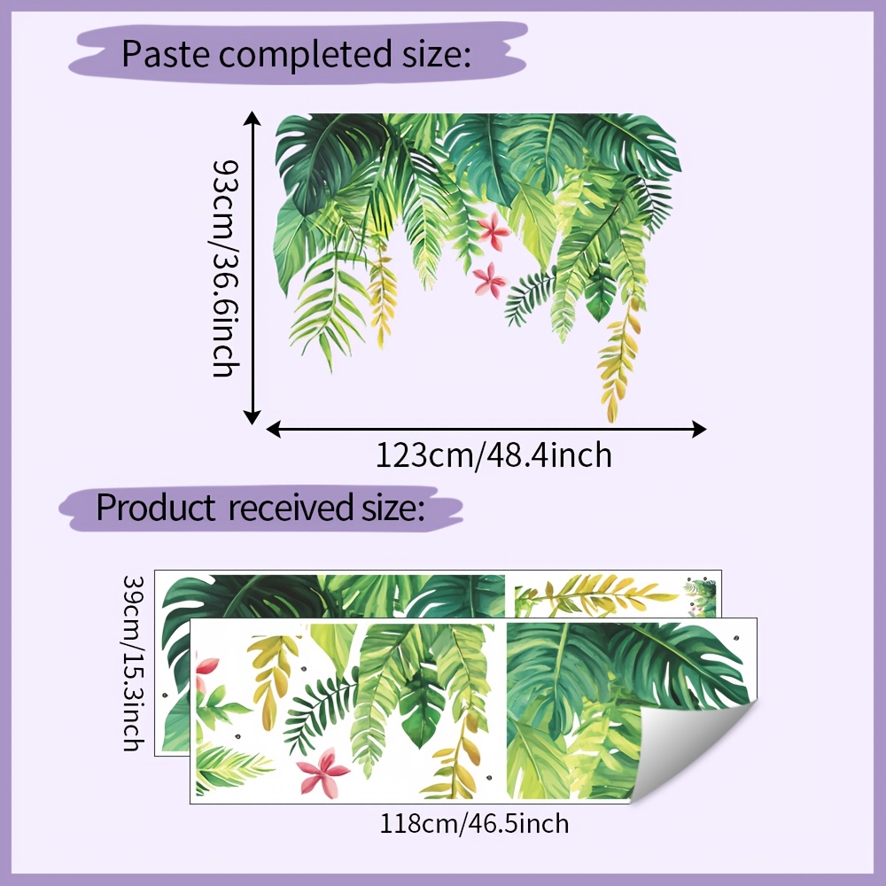 Image of 1 Set (2pcs), Wall Stickers, Green Plant Pendant Flower Decorations, Removable Waterproof Pvc Stickers, Suitable For Living Room, Bedroom, Door, Home Decoration, Wall Decoration, 15.3*46.5inch*2pcs