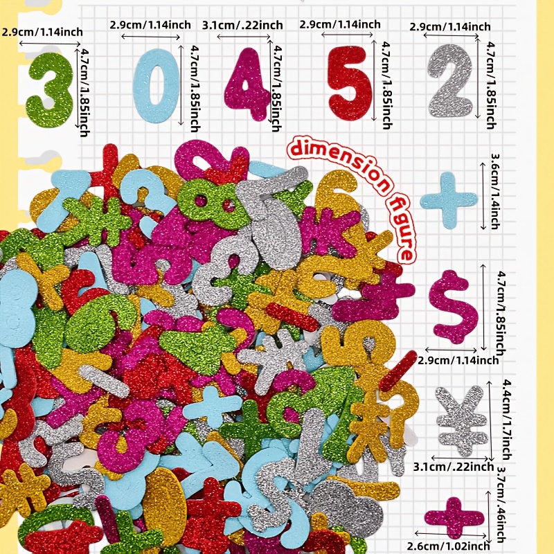Image of 260pcs Glitter Foam Number Stickers, Craft Foam Numbers, Decorative Craft Foam Stickers, Self-adhesive Diy Foam Stickers
