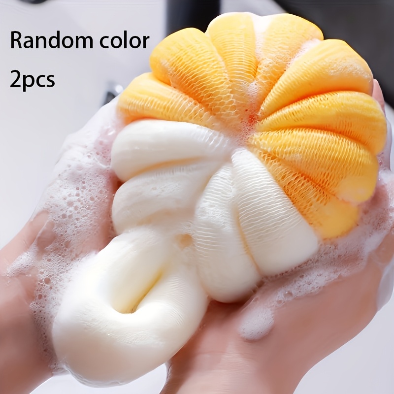 2pcs Large Color-Blocked Pumpkin-Shaped Bath Balls, Random Colors