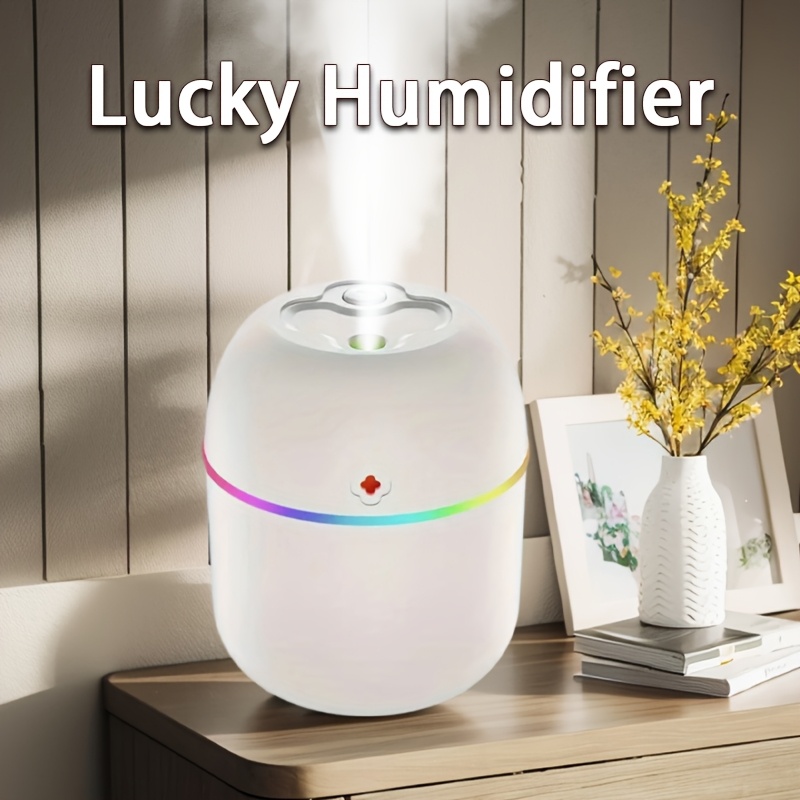 USB-Powered Humidifier - Modern White Design with Colorful Accents, Ideal for Bedroom, Living Room, Desk, and Car - Enhances Ambiance with Soft Glow, Bedroom Humidifier | Modern Humidifier | USB Powered Device, Humidifier for Home