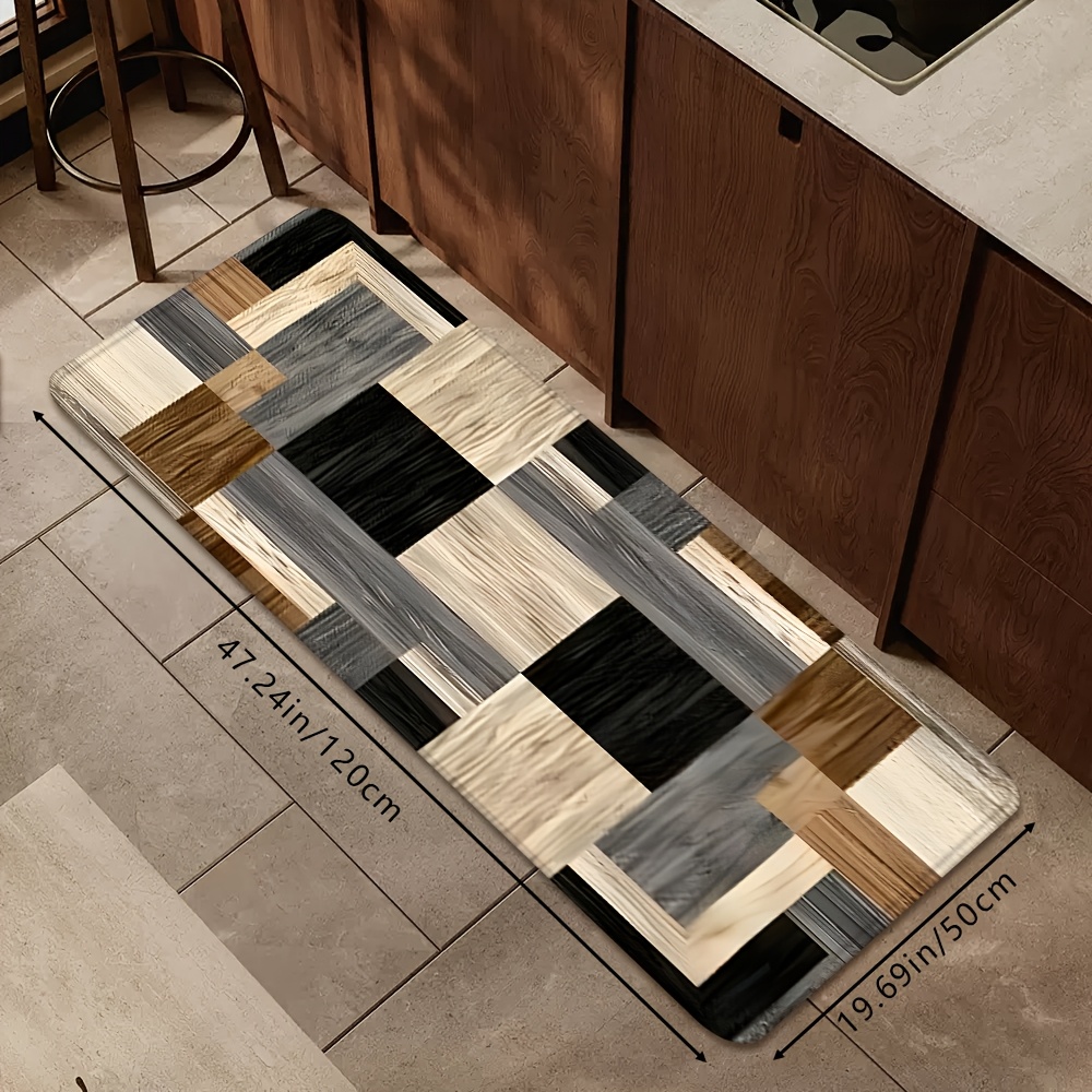 TEMU 1pz/2pz/3pz Set di Tappetini Decorativi Multicolore a Quadri Legno per Cucina, Morbidi e Assorbenti Antiscivolo, Lavabili per Bagno, Camera da