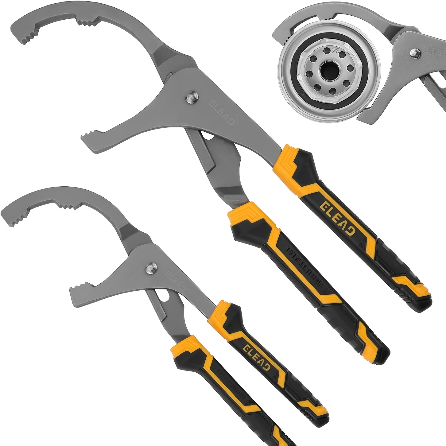 TEMU Elead Adjustable Oil Filter Wrench Set - 9" And 12" Oil Filter Pliers Oil Filter Removal Tools For Cars, Trucks, Motorcycles - Durable Carbon