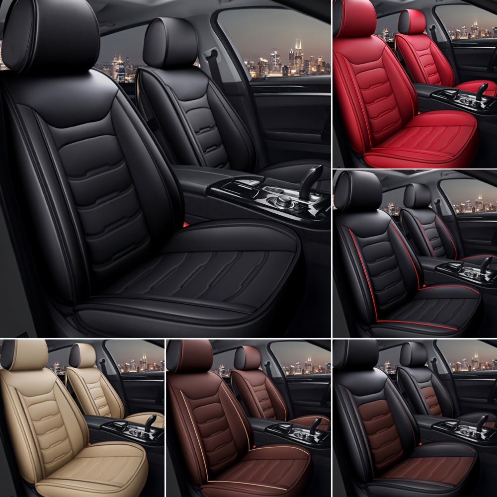 

5-seat Car Seat Covers Faux Leather Full Set Waterproof For Car Sedan Suv Truck Front & Rear Seat Cushion Protector With Back Big Storage Bag