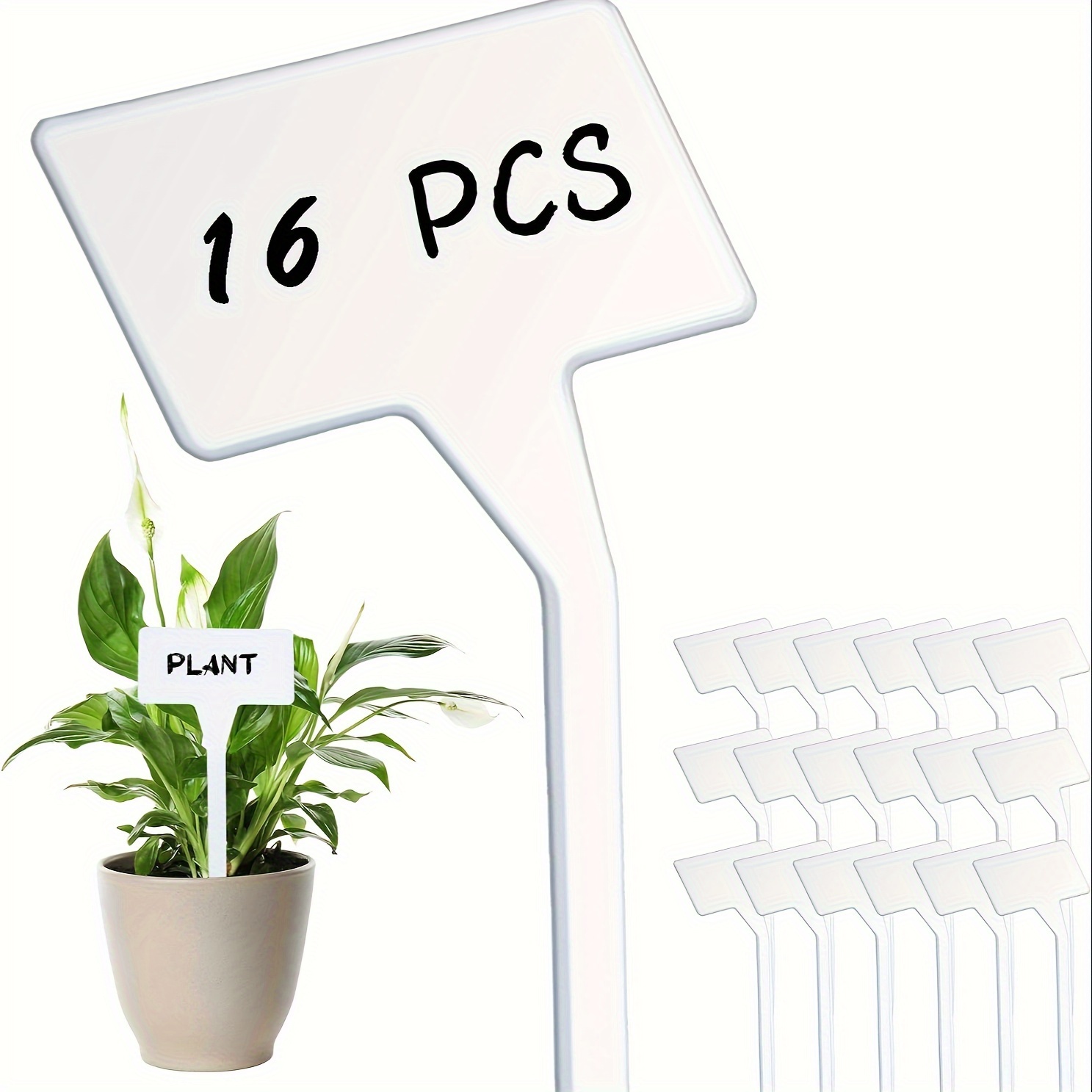 

16pcs T-type Plant Markers - White Plant Labels Stakes, 11.8 Inch Plastic Garden Tags For Pots, Herbs, Flowers & Vegetable Identification