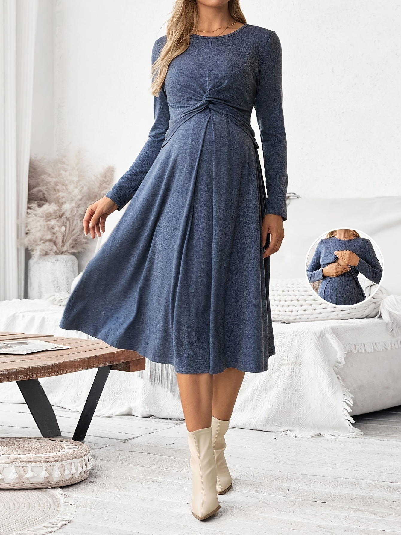 formal ballroom dresses Bearsland Women's V-Neck Long Sleeve Maternity Dresses Nursing Dresses main image 1