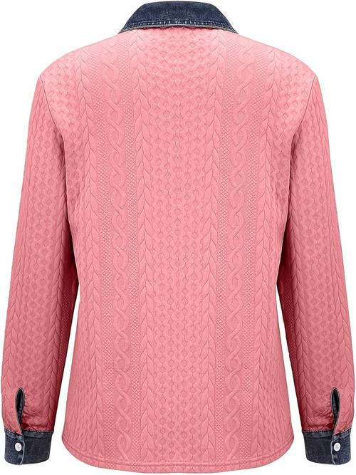 printed pants not denim fabric autumn womens denim non jacquard sweatshirt cardigan long sleeve top