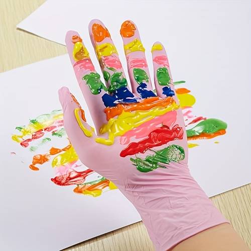 50 100 disposable nitrile gloves waterproof latex free powder free suitable for household and kitchen cleaning nail art hairdressing painting and household small tools light pink halloween gift christmas gift