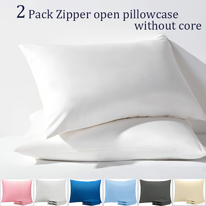 2pcs set of standard microfiber pillowcases with zipper breathable zippered pillow covers for hair and   brushed fabric pillow cases