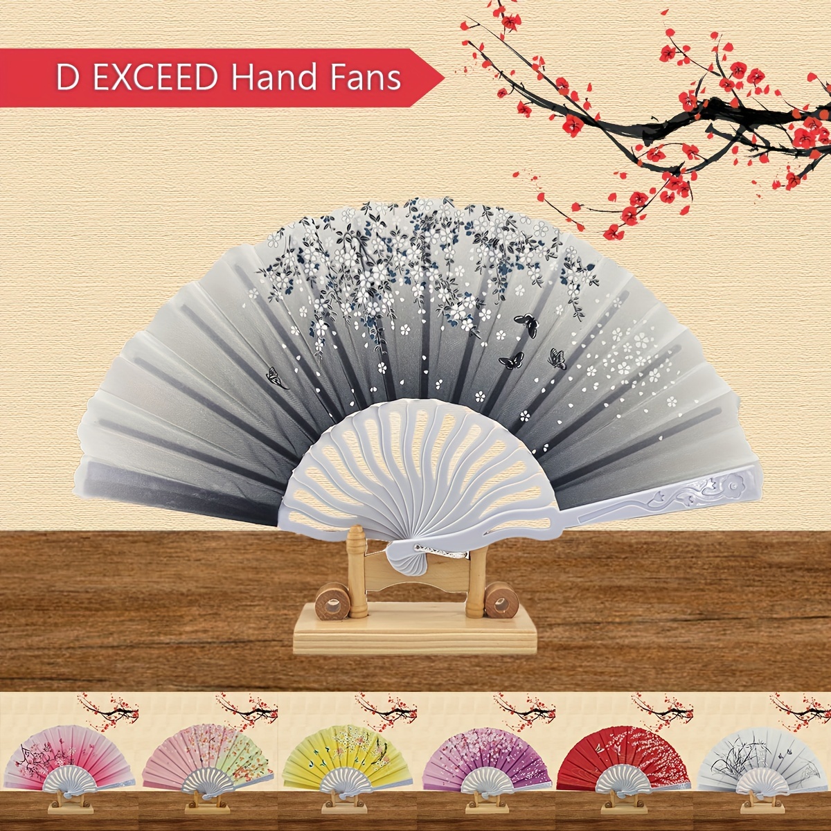 elegant folding hand fan women fabric Temu
