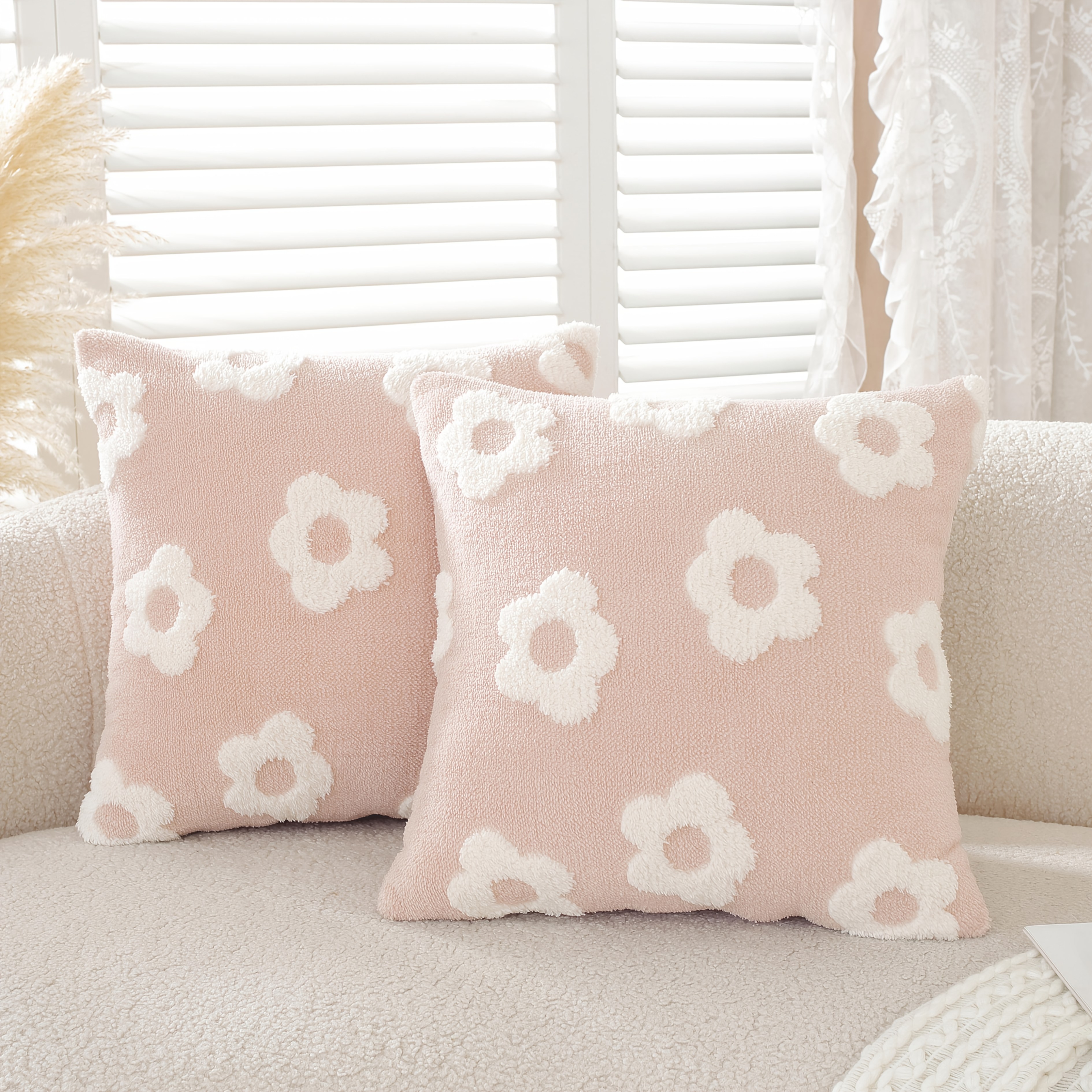 Image of 2pcs Set, Three-dimensional Floral Jacquard Decorative Pillowcases, Spring/summer Pillowcases, Suitable For Living Room And Bedroom Decor