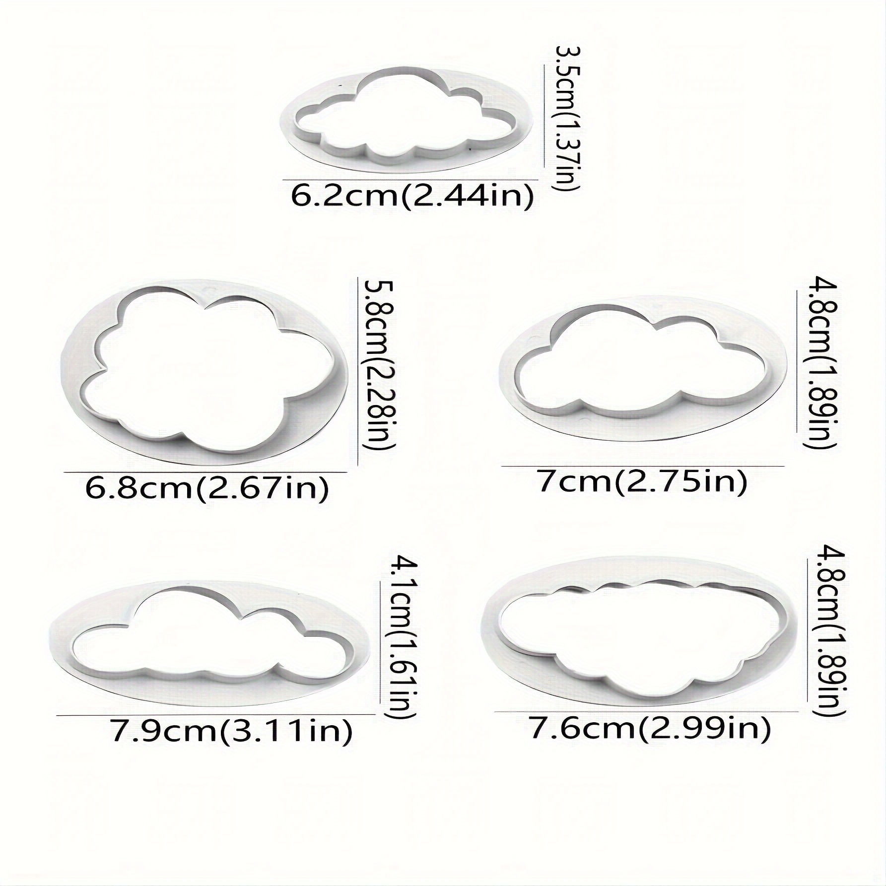 Image of 5pcs Cloud Fondant Cutter, Plastic Fluffy Cutter, Cake Cookie Mold Mold Cake Decorating Tools For Restaurant(different Cloud Pattern) Eid Mubarak
