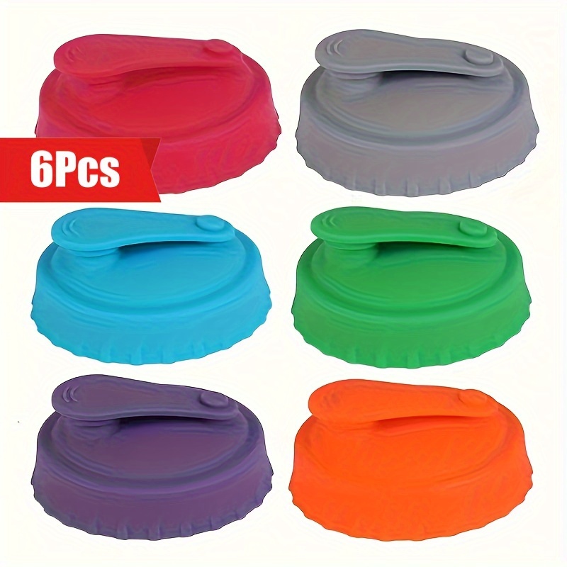 

6pcs Reusable Silicone Soda Can - Leakproof, Beverage Seals For Standard Size Cans & Bottles - Outdoor Use